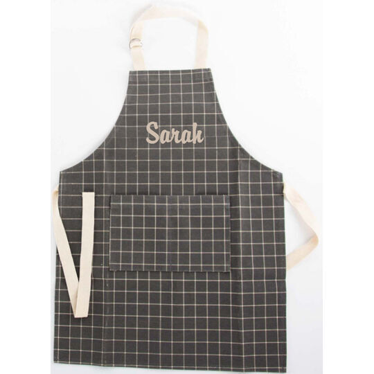 Personalized Gray Iconic Plaid Kids Apron